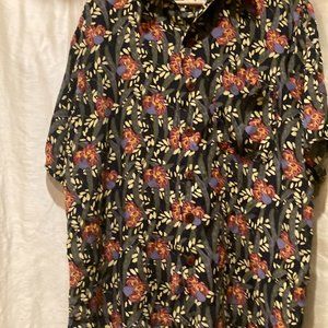 Vintage FLAX by Jeanne Engelhart 100% Rayon, Floral Button Down Top, Small